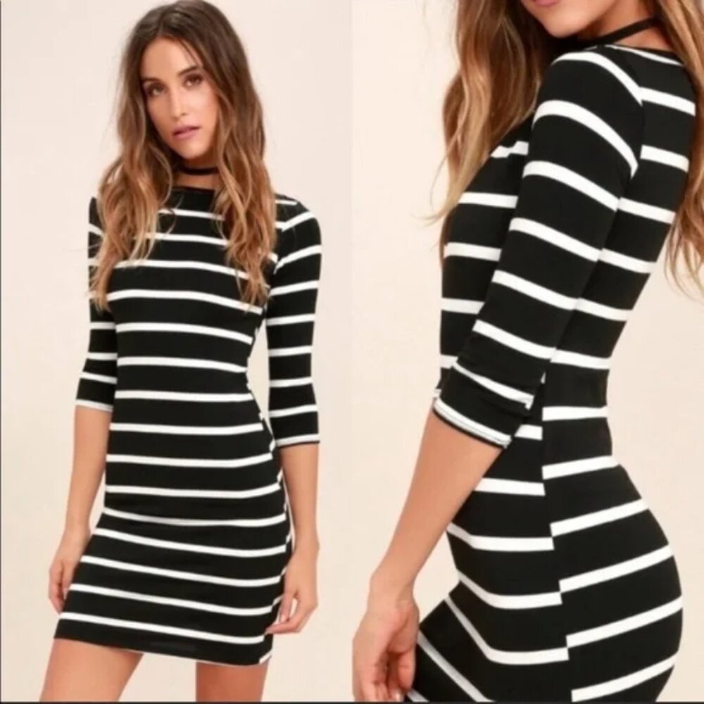 Lulu's Monochrome Striped Long Sleeve *NWT* BRAND NEW
